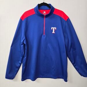 Texas Rangers Genuine Merchandise Quarter‑Zip Pullover | Blue & Red | 2XL